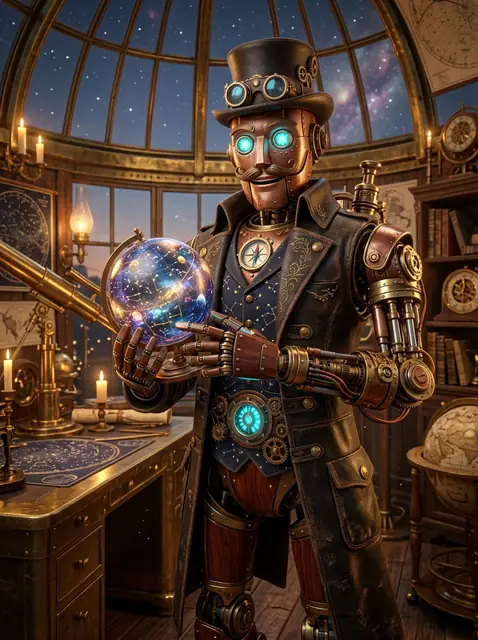 Portrait of Professor Arcturus, a brass automaton